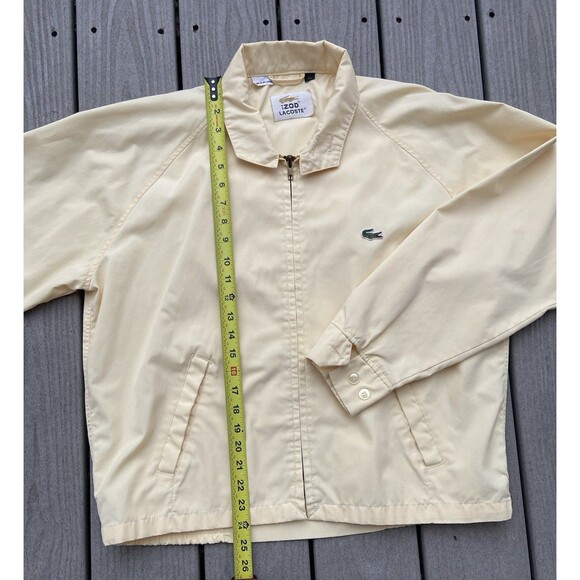 Vintage 80s Izod Lacoste Harrington Jacket Men’s L Yellow Crocodile Logo Preppy - Picture 8 of 14